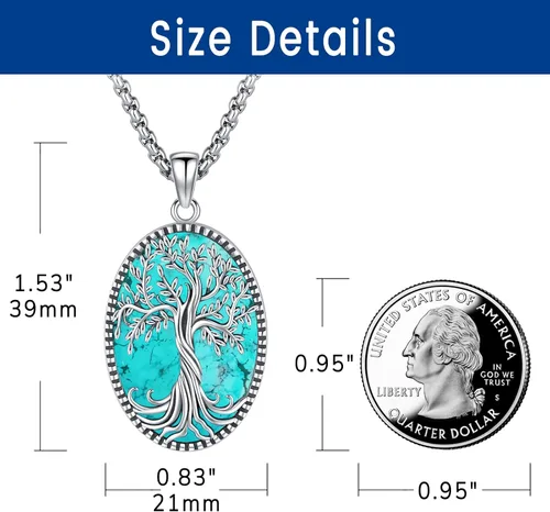 Miniatura 150 de Joyas de turquesa para mujeres y hombres de plata de ley 925 con colgante de urna para cenizas, collar con medallón de imagen, martillo de Thor