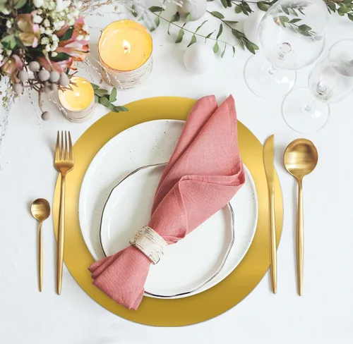 Miniatura 5 de Paquete de 50 platos de carga metálicos dorados, 13.5 pulgadas, redondos, desechables, para recepción de boda, decoración de mesa de fiesta