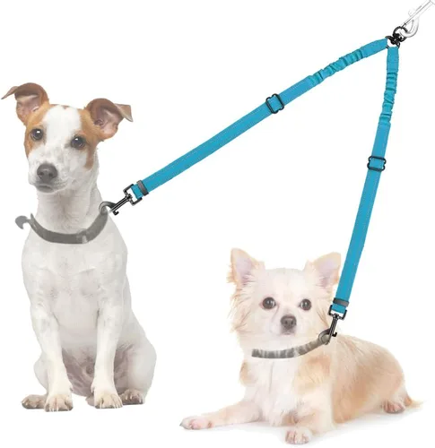 Miniatura 17 de AUTOWT Correa doble para perros, sin enredos, rotación giratoria de 360°, reflectante, con extensión de bungee, divisor para dos perros, cómoda