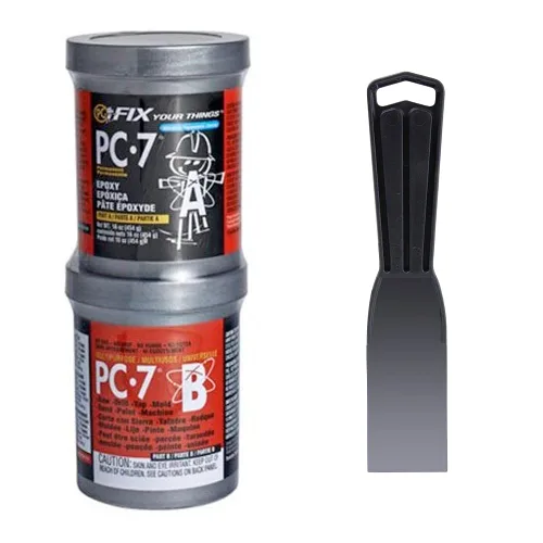 PC Products PC-7 Kit de pasta adhesiva epoxi con aplicador, resistente de dos partes, 1 libra en dos latas, gris carbón