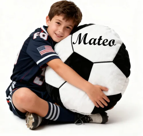 Almohada de pelota de fútbol personalizada con número de nombre, regalo deportivo personalizado para niños y niñas, cojín de fútbol de felpa