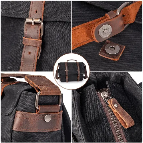 Miniatura 8 de Bolsa de mensajero para hombre, maletines para laptop de 15.6 pulgadas, bolsa cruzada para computadora, trabajo, oficina