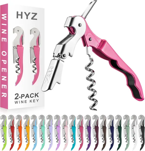 Miniatura 13 de HYZ Paquete de 2 sacacorchos para camarero, llave de vino profesional para servidores, camarero con cortador de lámina, abridor manual de botellas