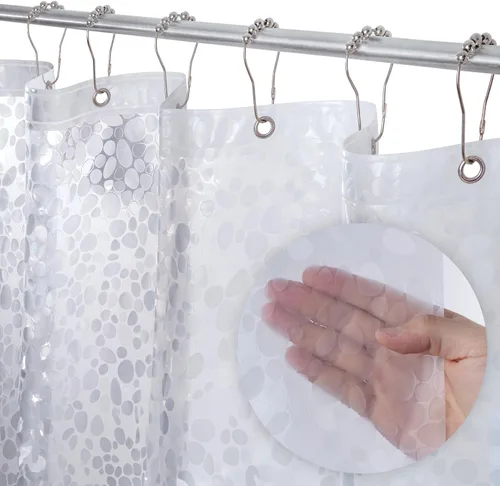 Miniatura 4 de LiBa Cortina de ducha para baño, cortina de ducha de plástico impermeable, PEVA de alta calidad, no tóxica con ojales a prueba de óxido, calibre 10