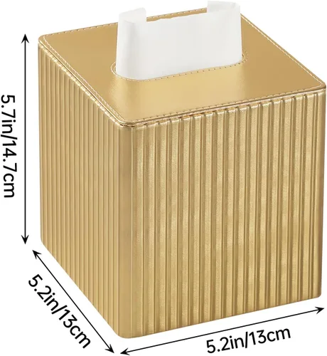 Miniatura 7 de Funda de Caja de Paños de Cuero PU Cuadrada, Soporte de Caja de Paños Rectangular con Cierre Magnético, Soporte de Paños Decorativo para Baño Dorado