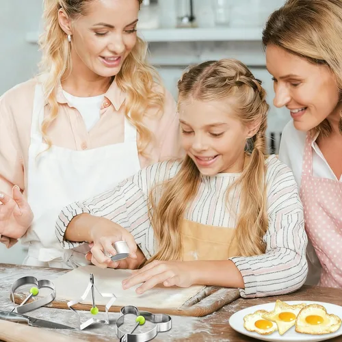 Miniatura 8 de Moldes de huevo moldeador de huevos para hacer panqueques con asa, 6