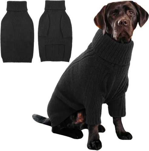 Miniatura 43 de IECOii Suéter extragrande para perro, suéteres térmicos cálidos para perros de raza gigante, ropa de punto, cuello alto de invierno, elástica
