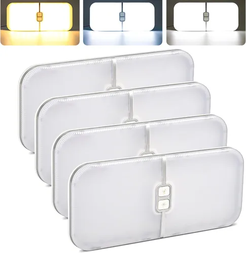 CT CAPETRONIX Luces interiores de caravana, 3 colores TEM luces de cámper, 204 LED regulables de 12 V, luz LED de techo RV con interruptor para