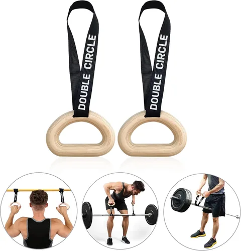 Double Circle Asas de dominadas – Empuñaduras de dominadas, diseño de asas de gimnasio LAT – fijación rápida a barras y agarres de barra – Incluye