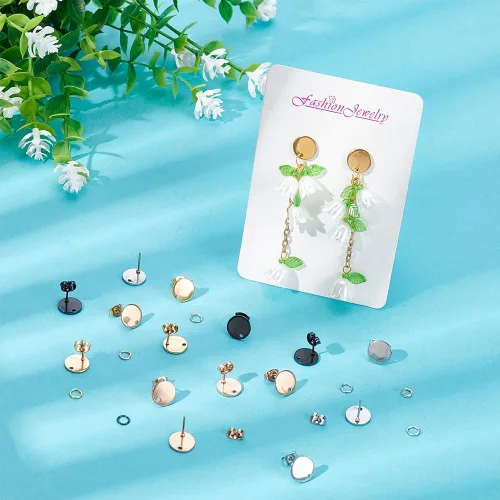 Miniatura 4 de UNICRAFTALE 4 aretes tipo dormilona de acero inoxidable con tuercas de 0.031 in (20 pares) de acero inoxidable con tuerca de 0.031 in, aretes