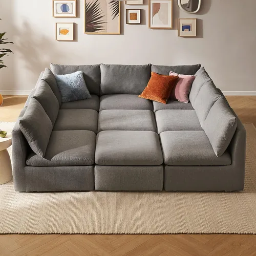 Miniatura 51 de mopio Sofá Seccional Modular de Gran Tamaño con Fundas Completamente Extraíbles y Almacenamiento, Convertible en Forma de U, en Forma de L