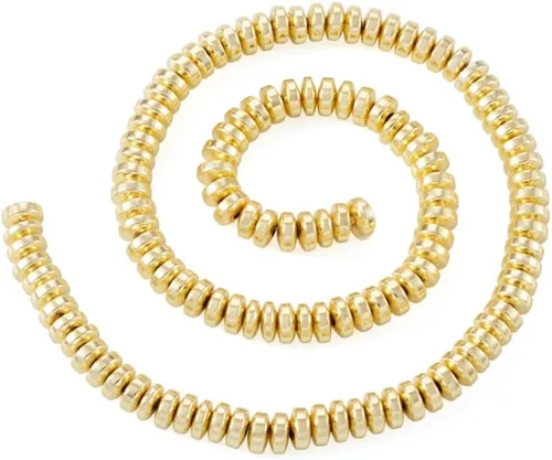 Miniatura 13 de Cheris - 180 cuentas de metal Heishi de 0.16 x 0.079 pulgadas (0.157 x 0.079 in) chapadas en oro, no magnéticas, cuentas sueltas de hematita