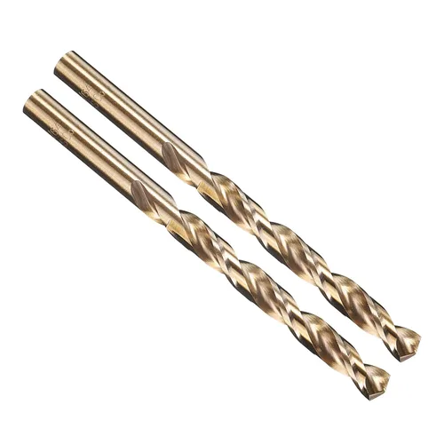 Miniatura 310 de PATIKIL Broca Jobber de 0.039 in, vástago recto M35 cobalto 5% acero de alta velocidad 135° acabado dorado para metal duro de acero inoxidable - 2