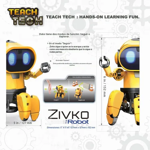 Miniatura 5 de Elenco Teach Tech “Zivko El Robot”, robot interactivo con capacidad de A/I y sensor infrarrojo, juguetes de aprendizaje STEM para niños de 10 años
