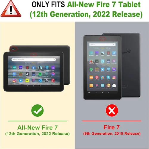 Miniatura 2 de Fintie Funda tipo folio para tablet Fire 7 (12ª generación, versión 2022), último modelo, piel vegana de alta calidad, delgada, plegable