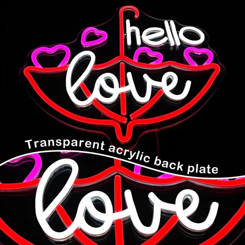 Miniatura 7 de Letrero de neón para el día de San Valentín, luz LED de neón regulable con texto en inglés «Hello Love» para decoración de pared, letrero de neón