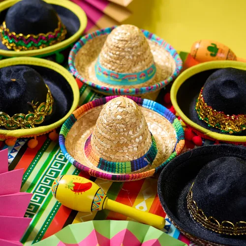 Miniatura 8 de JOYIN 6 diademas de tela y sombrero de paja del Cinco de Mayo, para disfraz de fiesta divertida, suministros de fiesta, accesorios de fotos