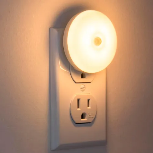 Luz nocturna con sensor de movimiento, paquete de 2 luces nocturnas activadas por movimiento, encendido y apagado automático, tono cálido de 3200 K,