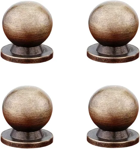 4 pomos redondos de latón macizo, cajones de gabinete antiguos, mango pequeño, tiradores minimalistas modernos (bronce antiguo)