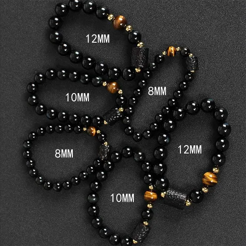 Miniatura 7 de L&C Feng Shui - Pulsera de riqueza de obsidiana negra Pulseras de cristal de obsidiana para mujeres y hombres, 0.315in, 0.394in, alivio natural