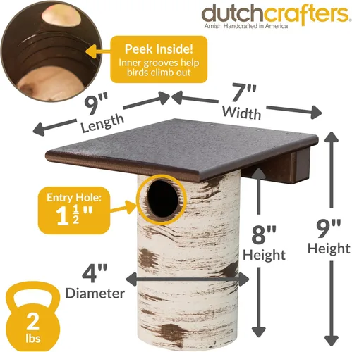 Miniatura 3 de DutchCrafters Gilbertson - Casa de pájaros azules con base extraíble, duradera y resistente a la intemperie, caja anidable para pájaros azules