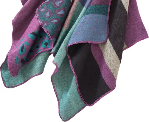 Miniatura 30 de Urban CoCo Poncho de colores para mujer, chal con frente abierto, color en bloques