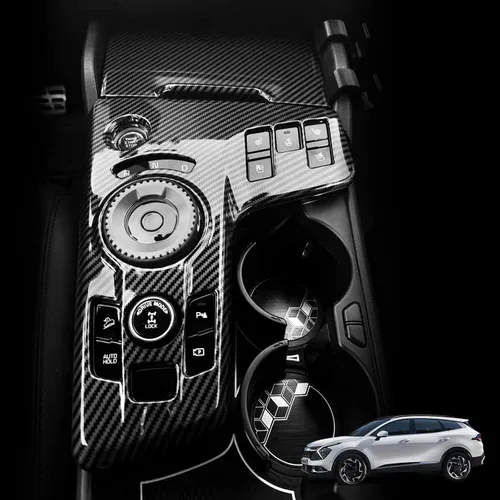 YOUTOOCAR Cubierta interior del panel de cambio de marchas de coche estilo fibra de carbono compatible con accesorios KIA Sportage 2023