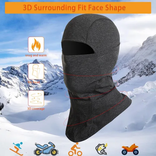 Miniatura 3 de Pasamontañas para clima frío, máscara de esquí, forro polar de invierno, máscara facial térmica para hombres, motocicleta, ciclismo