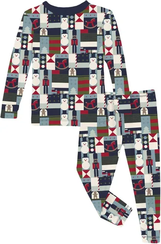 Miniatura 97 de KicKee Pants Conjunto de pijama de manga larga con estampado de piezas