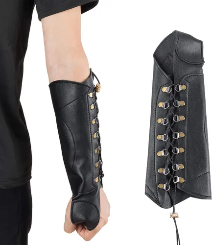 Miniatura 2 de PU cuero tiro con arco protector de brazo protector de mano de arco largo caza tiro