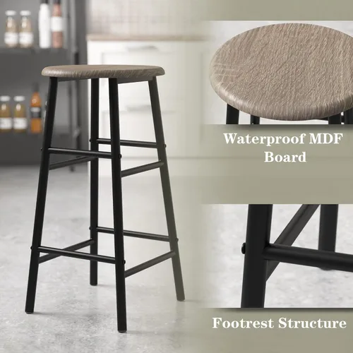 Miniatura 5 de Weehom Mesa de bar con 2 taburetes de bar, juego de mesa de comedor de pub, mesa de altura de encimera de cocina con sillas de bar, juego de mesa