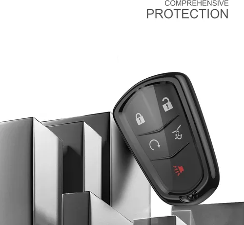 Miniatura 6 de ELOHEI - Funda para llavero para Cadillac, llavero para Cadillac Escalade CTS SRX XT5 ATS STS CT6 5 botones, TPU suave premium, protección completa
