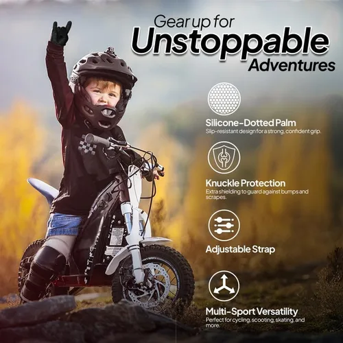 Miniatura 2 de Guantes de motocross juveniles, protección profesional para motociclistas de cross y BMX, equipo de alto rendimiento para niños y niñas, diseñados
