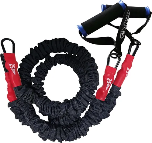 Miniatura 14 de Valor Fitness Bandas de resistencia – 5 libras a 25 libras – Mosquetones adjuntos y 2 bandas por opción de peso con asas – Funda cubierta