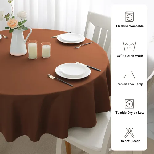 Miniatura 7 de Romanstile Mantel redondo impermeable, resistente a las manchas y sin arrugas, para cocina, comedor, fiesta, boda