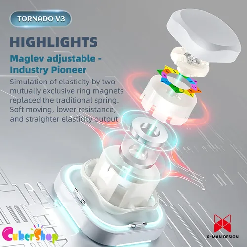 Miniatura 8 de CuberShop QY X Man Tornado V3 M UV Coated (Pioneer con MagLev), nuevo cubo magnético de velocidad 3x3, QY Tornado V3 Pioneer UV, 3x3x3 Cubo