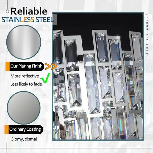 Miniatura 6 de Candelabros modernos para comedor, lámpara de araña rectangular cromada, lámpara colgante de cristal, colgante rectangular lineal cromado