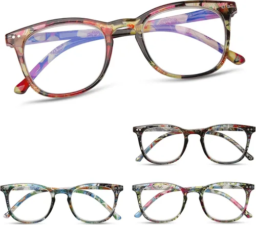 Miniatura 9 de Gafas de Lectura para Mujeres, Lentes con Bisagra de Resorte Anti Fatiga Visual, Gafas de Moda con Estampado de Patrón, Lentes de Trampa