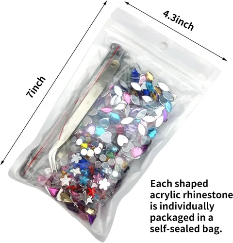 Miniatura 7 de JPSOR 600 piezas de gemas y joyas para manualidades, diamantes de imitación acrílicos con parte trasera plana para decoraciones de fiesta