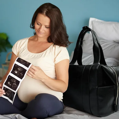 Miniatura 2 de miss fong Bolsa de pañales, bolsa de bebé, bolsa de pañales de cuero, bolsa de mano para bebé con 9 bolsillos, bolsa grande para mamá con bolso Negro