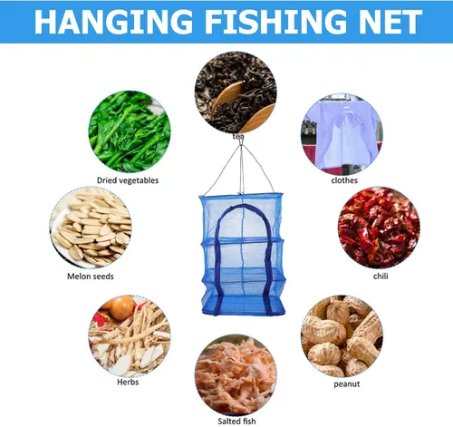 Miniatura 3 de Jaula de pescado plegable Estante de secado de peces Estante colgante para secadora colgante para lavandería Camarones Red de secado de peces Red