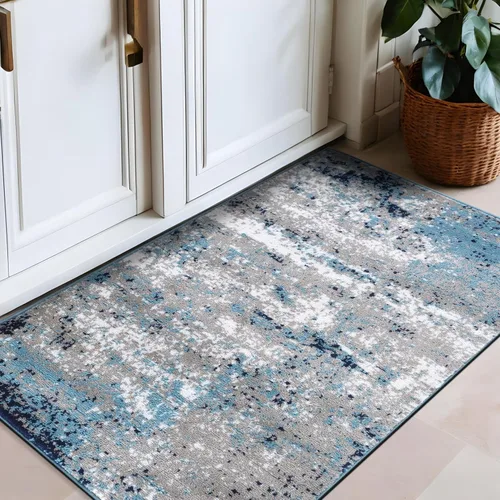 Miniatura 17 de Rugshop - Alfombra moderna envejecida gris abstracta estilo bohemio con acuarela para pasillo, entrada y cocina, 2 pies x 7 pies