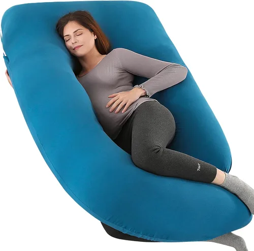Miniatura 16 de Elover Almohada de embarazo imprescindible para el embarazo, almohada de apoyo de maternidad de cuerpo completo para mujeres embarazadas con funda