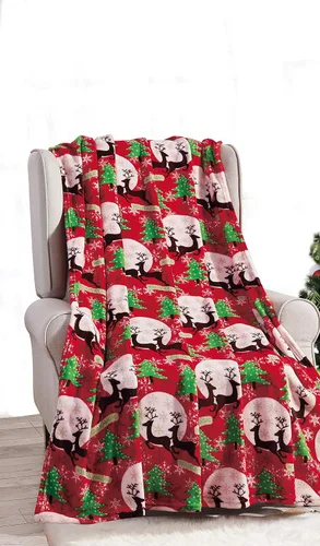 Miniatura 26 de Valerian Manta de Navidad de Terciopelo de Lujo Ultra Suave al Tacto Suave, Cálida, Acogedora Manta/Frazada de Forro Polar con Estampado
