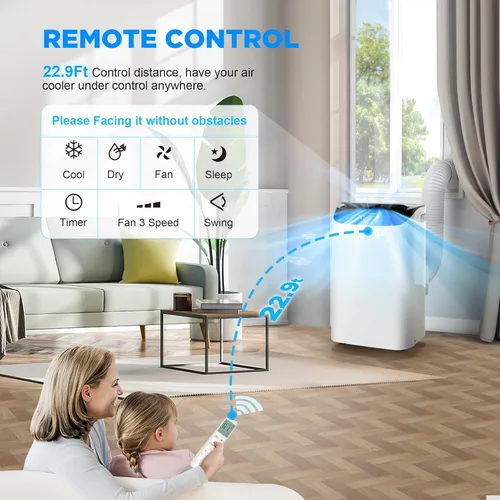 Miniatura 4 de Aire acondicionado portátil de 14000 BTU con control remoto, unidad de aire acondicionado de refrigeración independiente 3 en 1 con ventilador