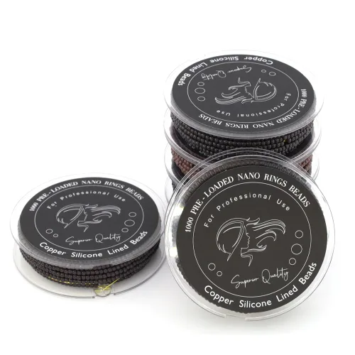 Miniatura 3 de 1000 cuentas precargadas de nano-cuentas forradas de silicona de 0.118 pulgadas para extensiones de cabello, extensiones de cabello humano