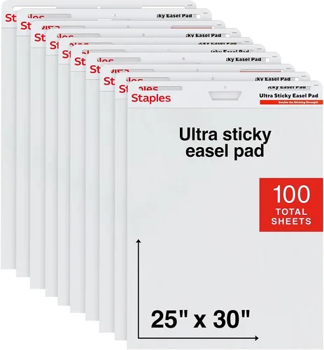 Miniatura 9 de STAPLES Almohadilla de caballete de pared ultra adhesiva, 25 x 30 pulgadas, 20 hojas/bloc, 3 almohadillas/paquete