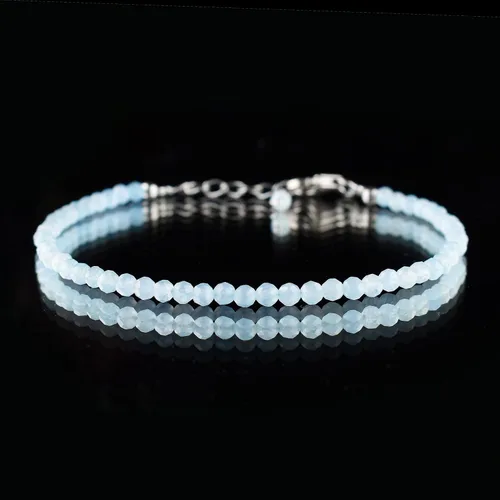 Miniatura 15 de InfinityGemsArt Natural Stone Beads Dainty Bracelet Jewelry for Women, Crystals and Gemstones Birthstone 925 Sterling Silver Chain 8 inch Gifts For