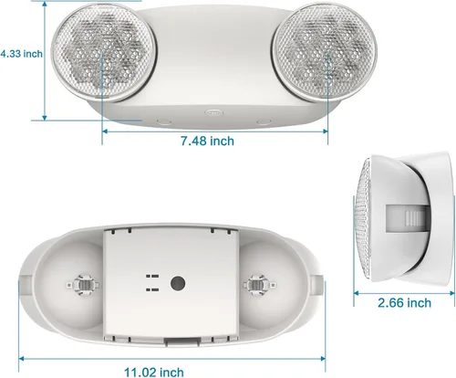 Miniatura 6 de Paquete de 6 luces de emergencia para negocios, con batería de respaldo, cable duro, certificado UL 924, CA 120/277V, iluminación de emergencia LED