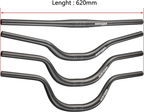 Miniatura 5 de Manillar elevado para bicicleta Boenoea 25.4/31.8mm Longitud 620mm, de aleación de aluminio, (50mm 90mm 120mm), Negro